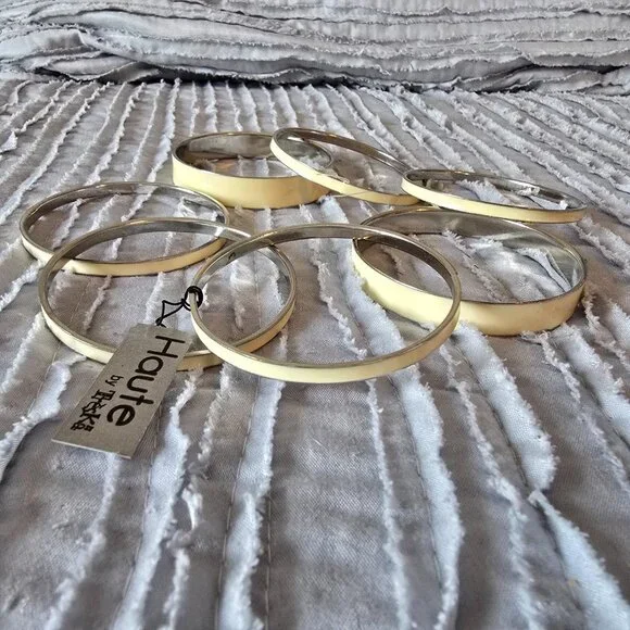 Set of 7 Creme Bangle Bracelets Haute by Treska NWT - Picture 11 of 13